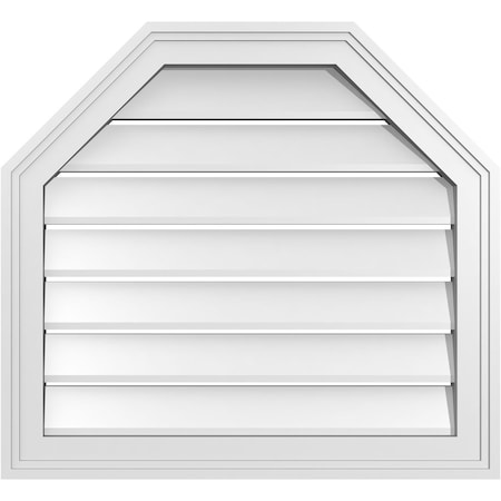 Ekena Millwork Octagonal Top Surface Mount PVC Gable Vent w/ 2"W x 1-1/2"P Brickmould Frame, 24"W x 22"H GVPOT24X2202SF